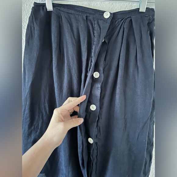 Alex Mill Navy A-Line Linen Skirt Button Closure Medium Lagenlook Minimal - Picture 8 of 12